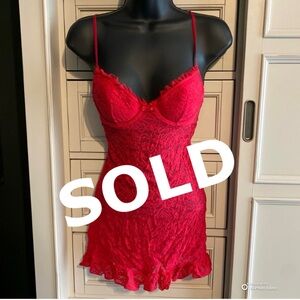 **SOLD**Victoria's Secret Fiery Red Lace Slip (Sold - no longer available)